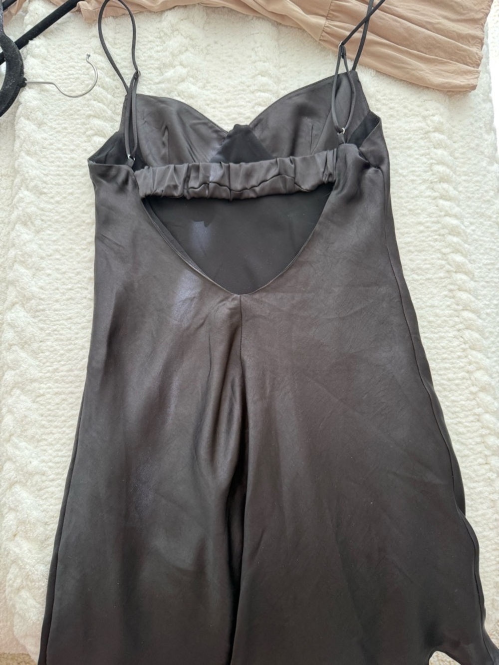 Zara Black Satin Slip Dress with Gathered Back - Picture 4 of 5